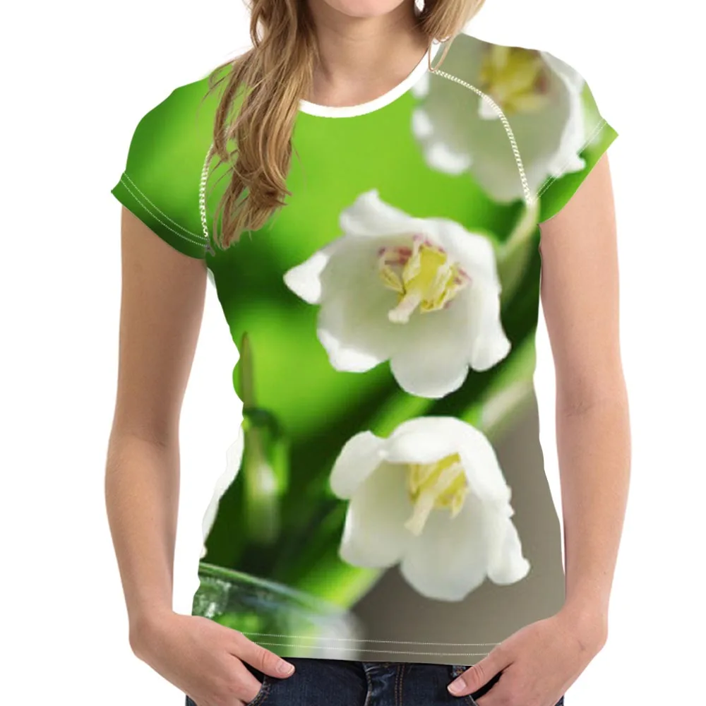 RI212BV FORUDESIGNS/3D Футболка с цветочным принтом Convallaria majalis, женские тонкие топы, укороченные женские эластичные футболки для бодибилдинга, женская одежда - Цвет: RI212BV