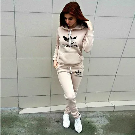 

Autumn Winter Women Tracksuit Suits Sportswear Hoodie Sweatshirt Letter Print Pullover Trousers Pockets Pants Set Sweatsuit