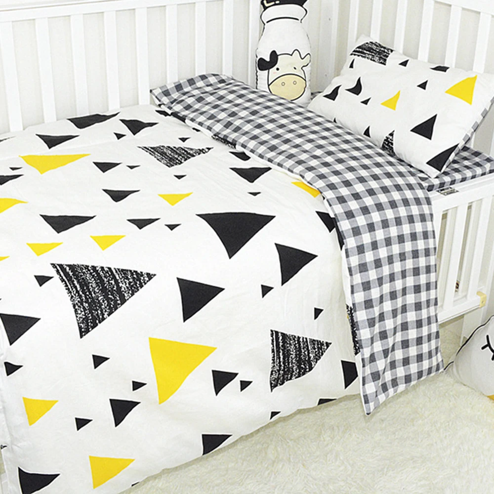 

3 Pcs Quilt Cover Pillow Case Sheet Bedding Set For Newborns Kindergarten Cartoon Animal Baby Boys Girls Crib Bed Linen Kit