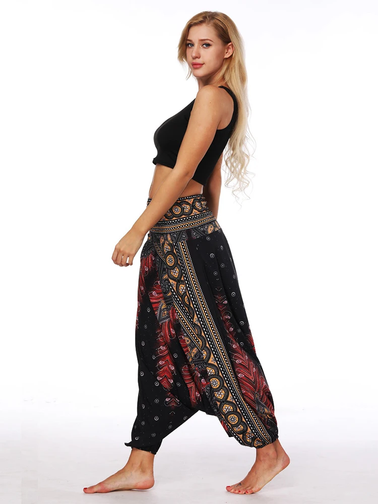 Повседневные свободные штаны для фитнеса брюки тайские шаровары богемный