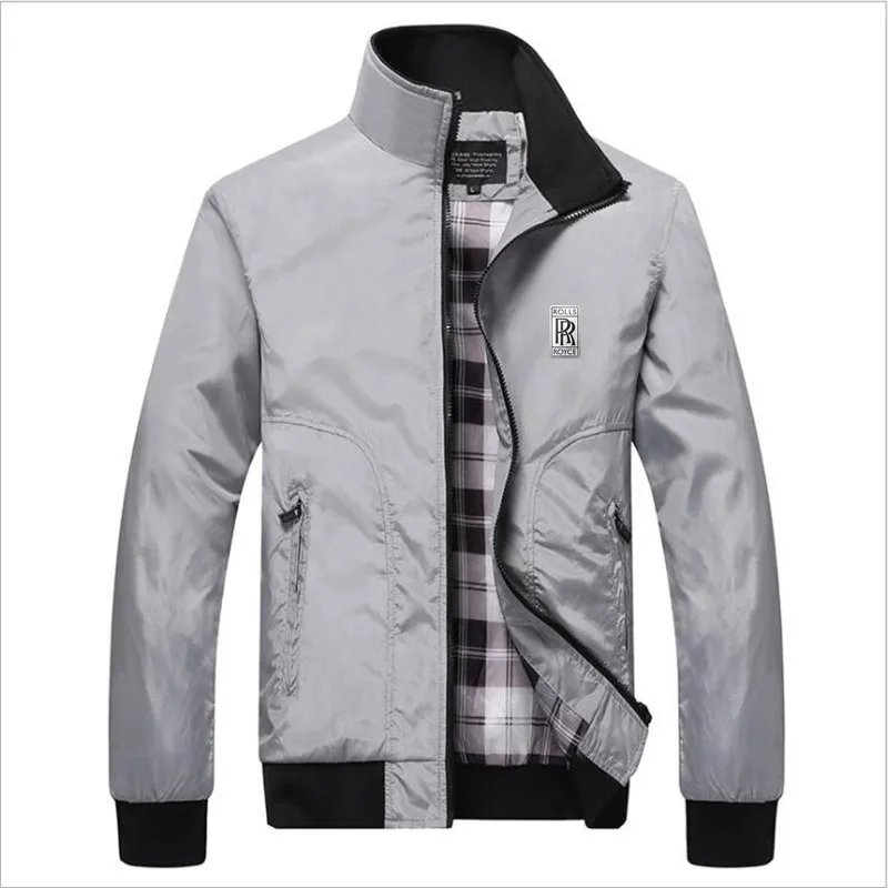 

Men's spring and autumn Rolls Royce printed fashion casual jacket stand-up collar jacket Slim trendy jacket jacket male I11