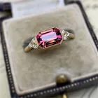 2022 роскошное кольцо на палец в стиле ретро с розовым кристаллом для женщин обручальное кольцо с геометрическим рисунком ювелирные изделия для свадебной вечеринки аксессуары для девушек
