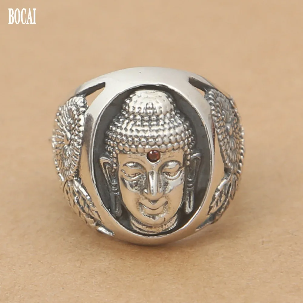 Модное серебряное кольцо S925 пробы шася Мани голова Будды мужское с изображением