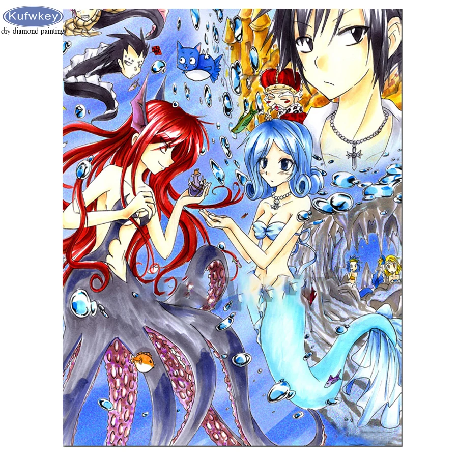 5d алмазная живопись круглая японская мультяшная вышивка русалки Женская мозаика