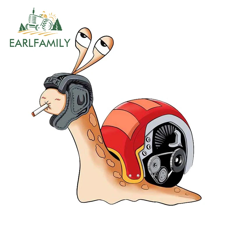 EARLFAMILY 13 см x 12 см мультяшная Улитка турбо забавная Автомобильная наклейка Водонепроницаемая переводная картинка для мотокросса JDM фургона автомобильные аксессуары украшение