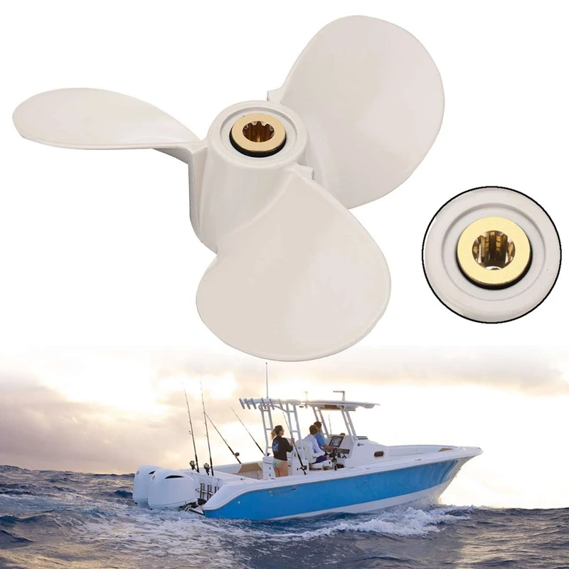 

6E0-45941-01-El Aluminum Alloy Outboard Propeller 7 1/2X8-Ba For Yamaha Mariner 4-6Hp 3 Blades 9 Spline Tooth White R Rotation