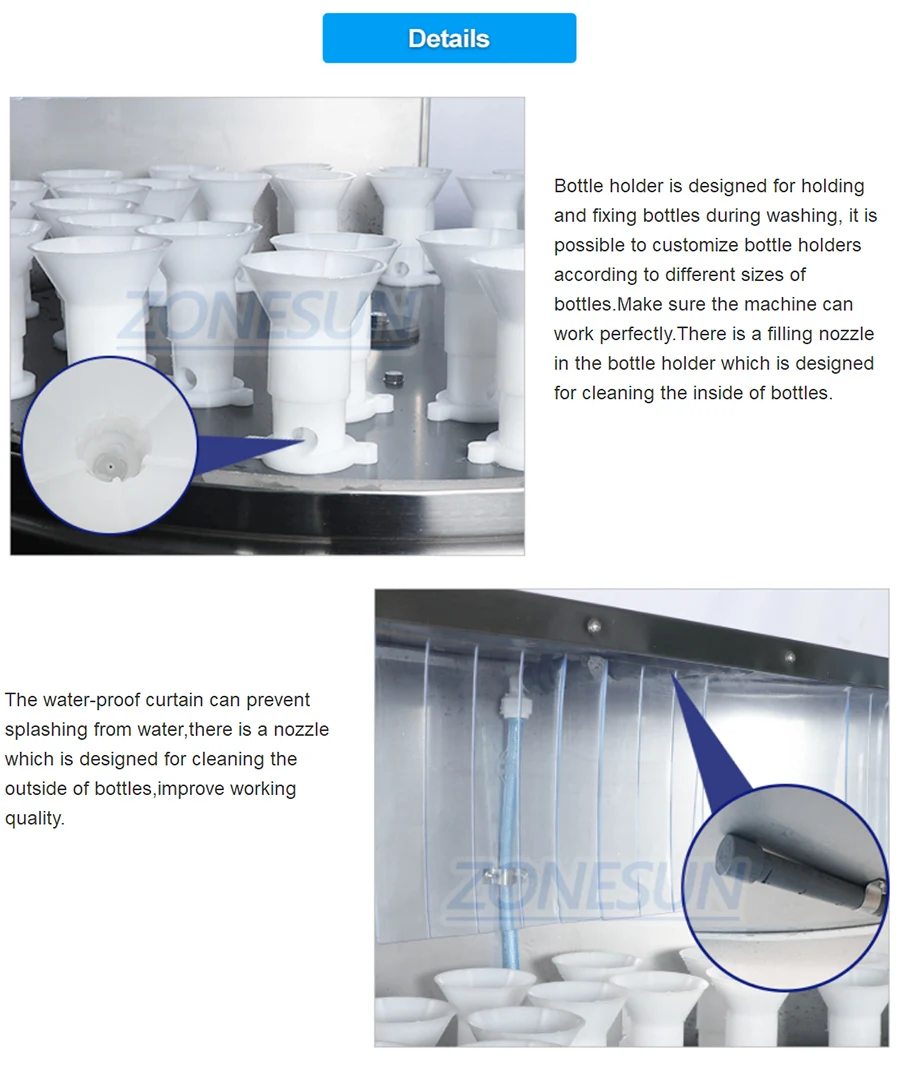 ZONESUN ZS-WB32 Máquina de lavar garrafa semiautomática pequena giratória