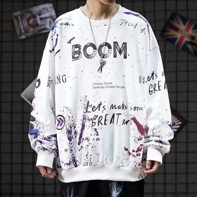 

Hoodie Men's Spring/Autumn 2021 Ins Trendless Crewneck Thin High Street Loose long-sleeve T-shirt толстовка hoodie moletom