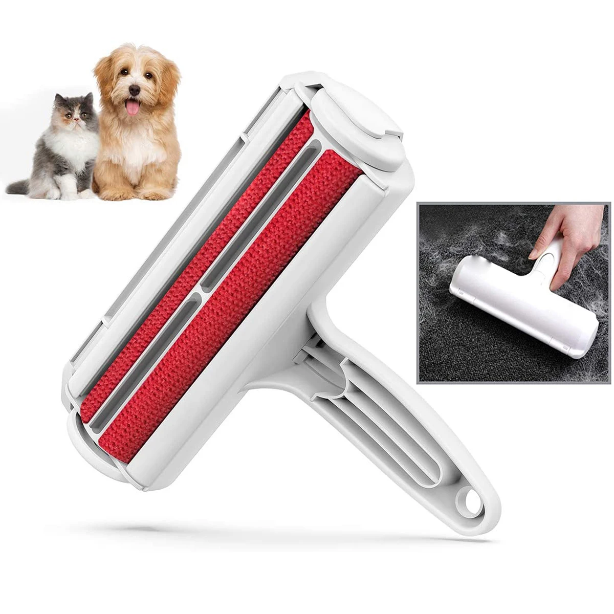 

2-way pet hair remover roller dog cat hair furniture cleaning brush reusable pet fur dust collector base home sofa clothes