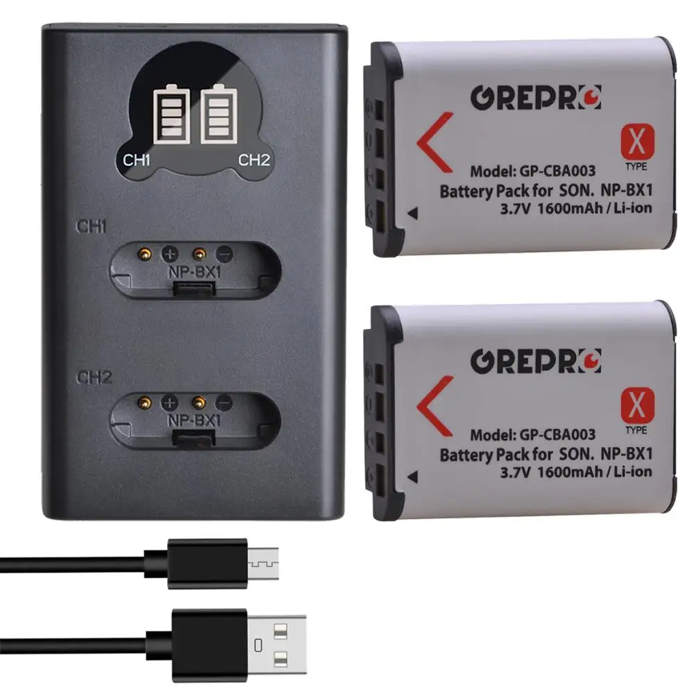 Аккумулятор и двойное зарядное устройство для Sony 2 шт. NP BX1 npbx1 np bx1 RX100 M7 M6 AS300 HX400 HX60