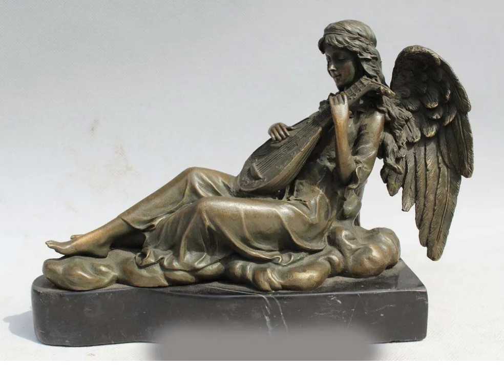 7 &quotскульптура Западное искусство бронза Мрамор Для женщин колокол Angel игры Пипа