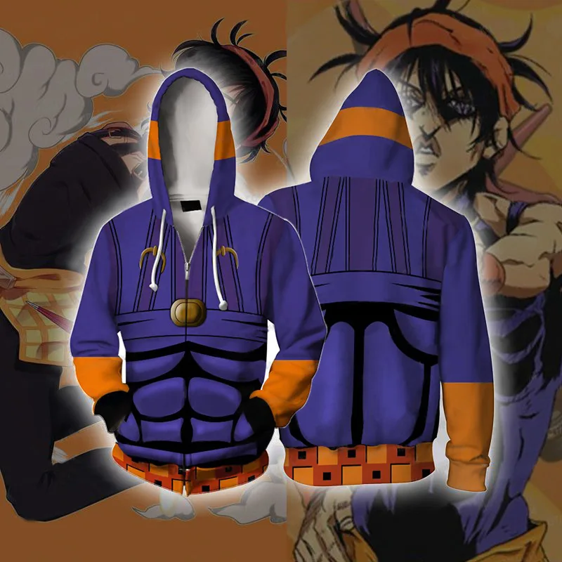 Zipper 3D принт Аниме толстовки на молнии Толстовка Jojo чудесный костюм для косплея в стиле унисекс Толстовка куртки - Цвет: Zipper