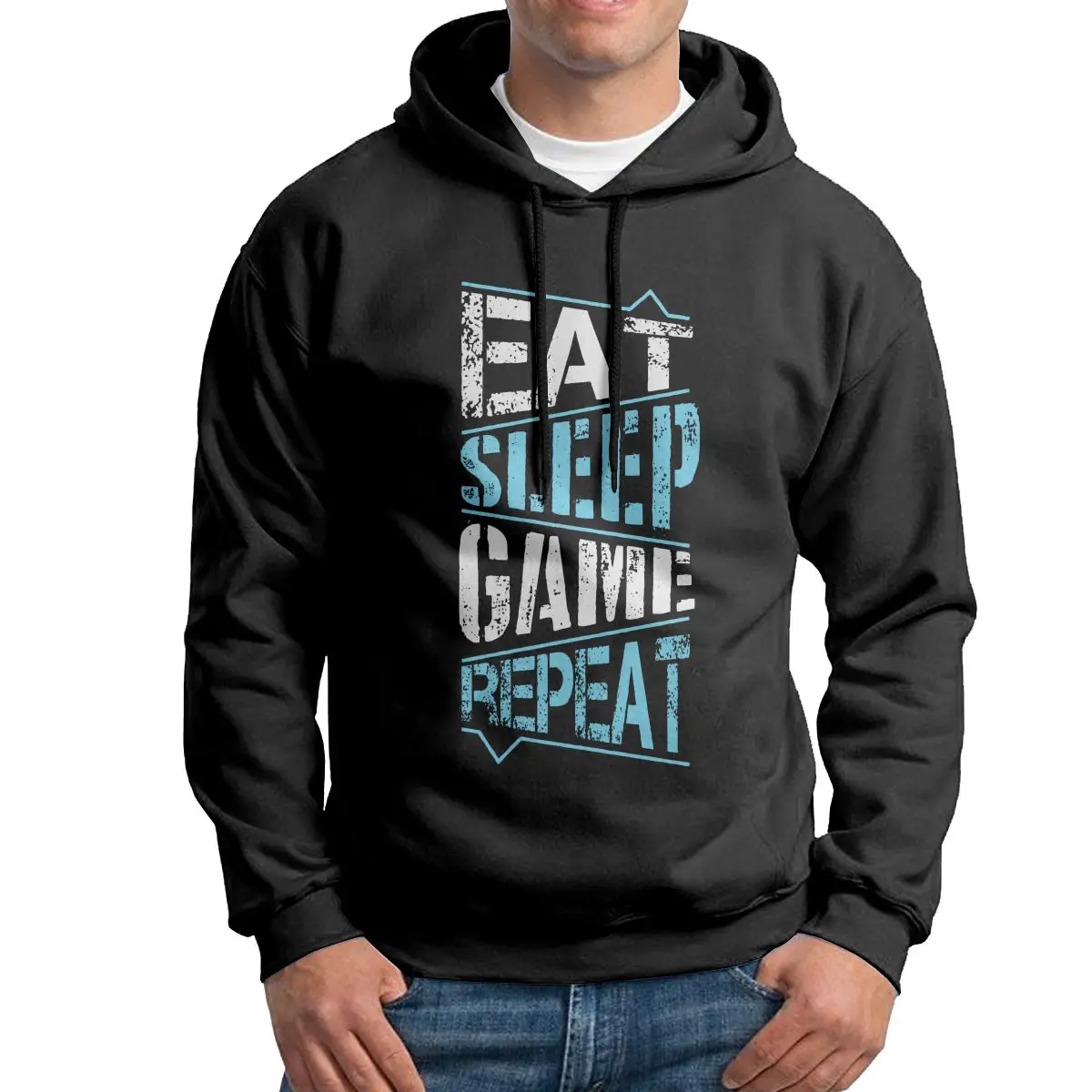 

Awesome Hoodies Man Eat Sleep Game Repeat Pure Cotton Hooded Sweatshirt Summer Style Hoodie Shirt