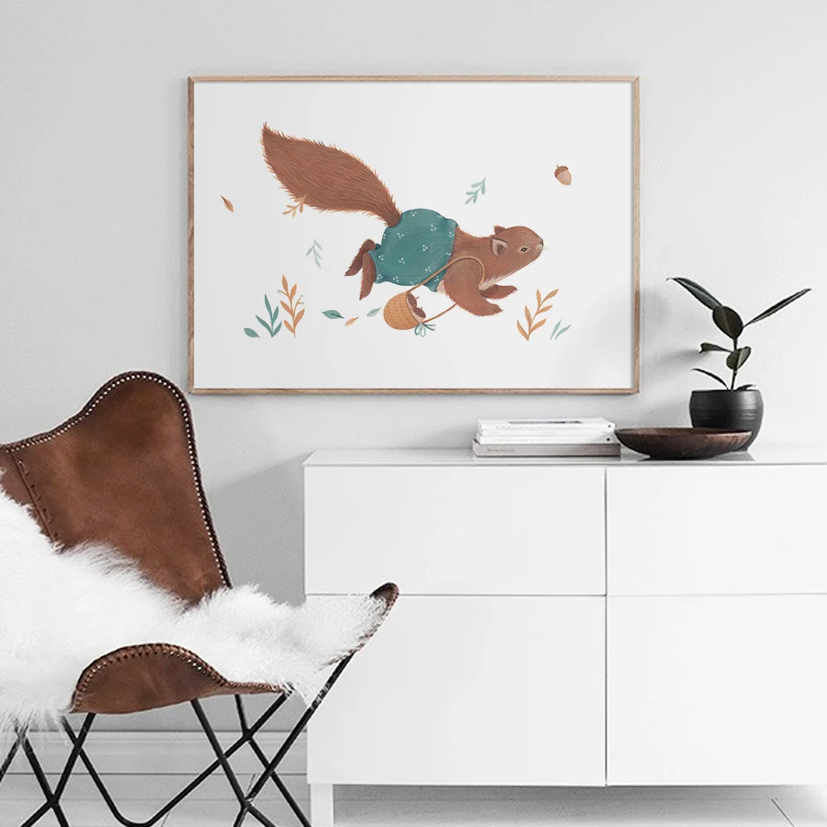 

Cute Squirrel Cat Pig Hedgehog Canvas Painting Wall Art Nordic Posters and Prints Wall Pictures for Living Kids Room Decoration