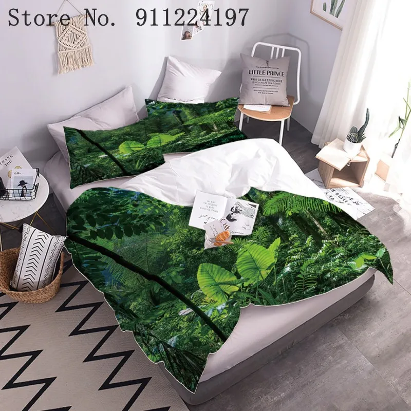 Зеленые джунгли пуховое одеяло покрывало стеганное ватное Постельное белье 3D