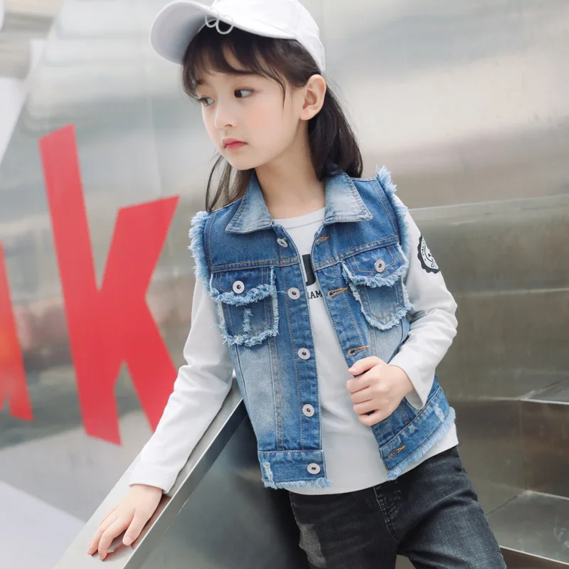 Kids Clothes for Girls Spring Autumn Denim Vest Jackets Coat Sleeveless Toddler Girl Outerwear DQ969 | Мать и ребенок