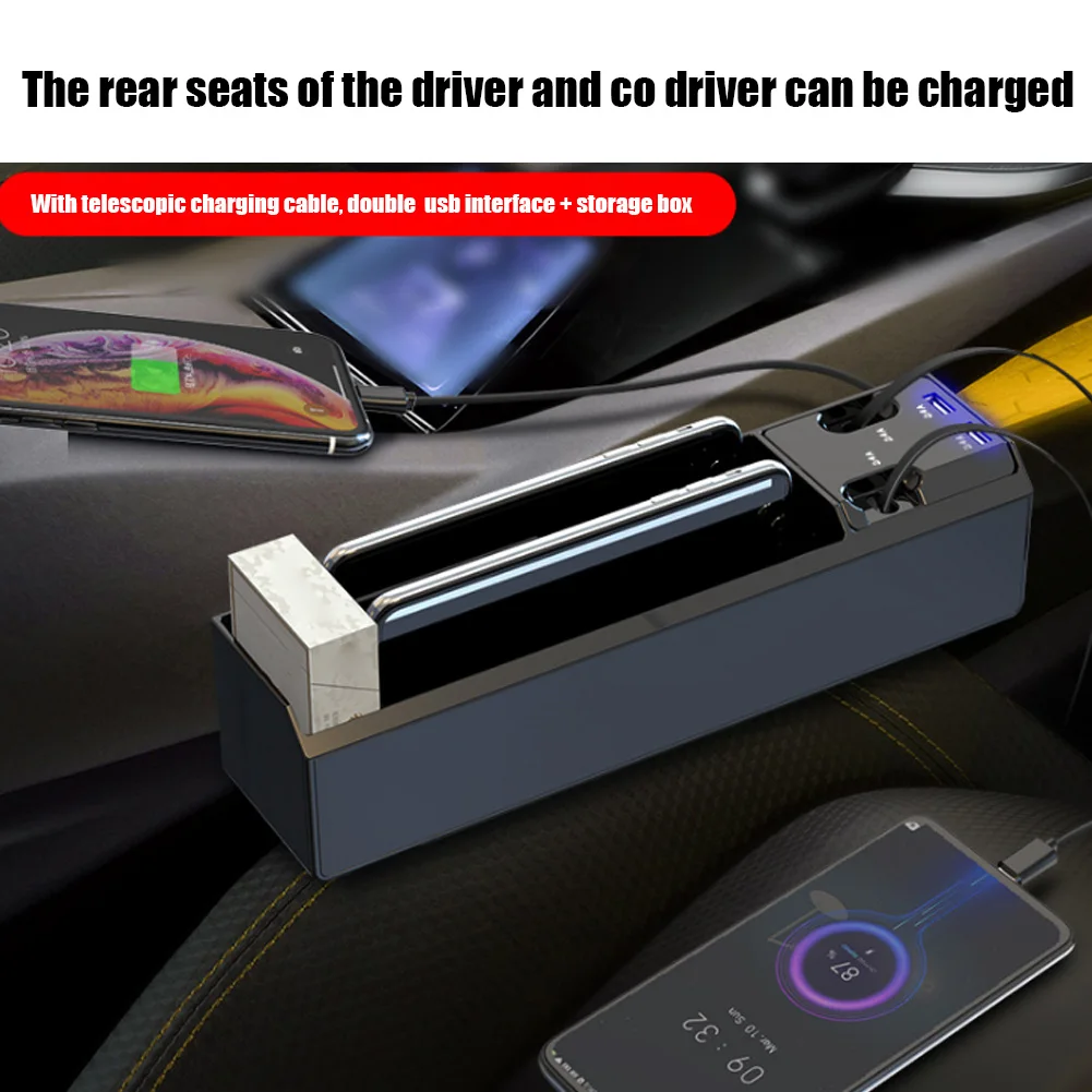 Органайзер с выдвижными USB-кабелями для зарядки и 2 USB-портами | Автомобили