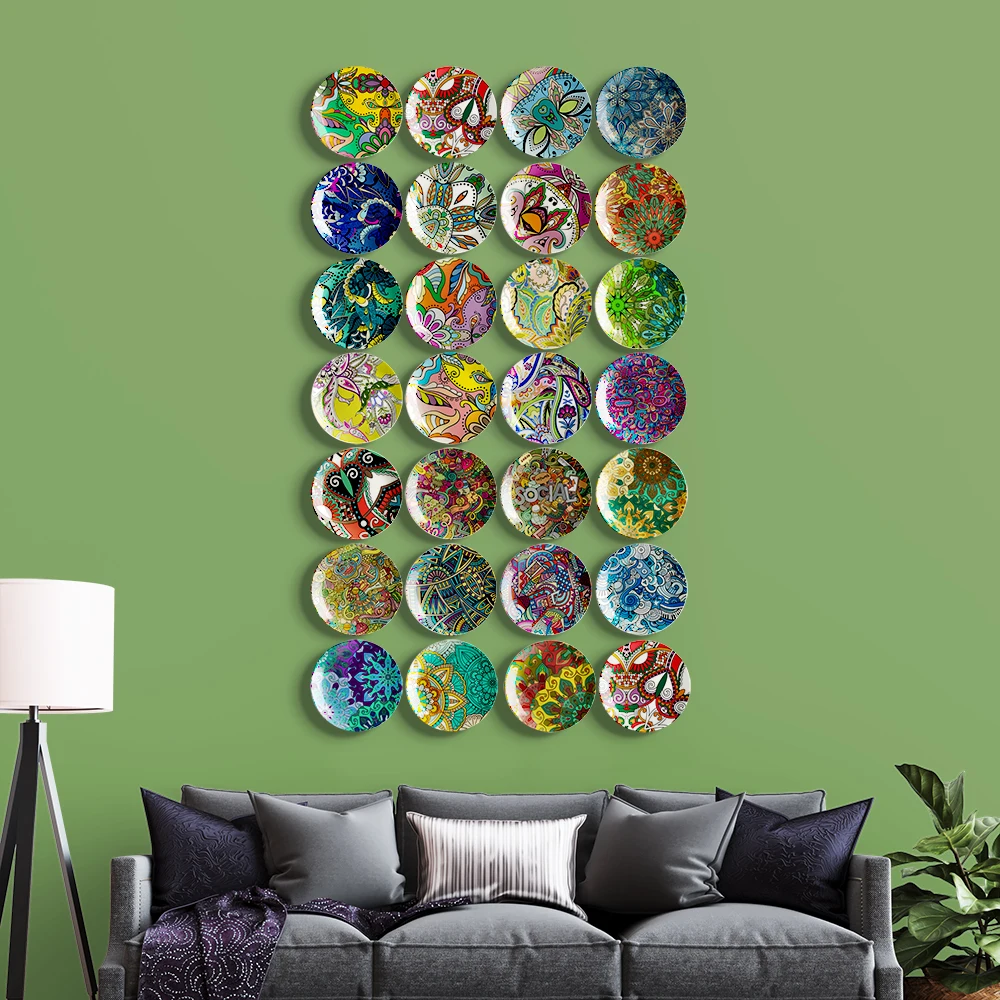 

Fashionable ceramic decoration wall plate wall decoration dining room paintings exotic ethnic style set plate wall decoration