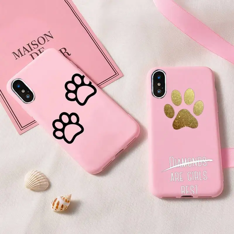 

Hot Best Friends Dog Paw Phone Case For IPhone 6 6s 7 8 Plus X Xs Xr Xsmax 11 12 Pro Promax 12mini Candy Pink Silicone Cover
