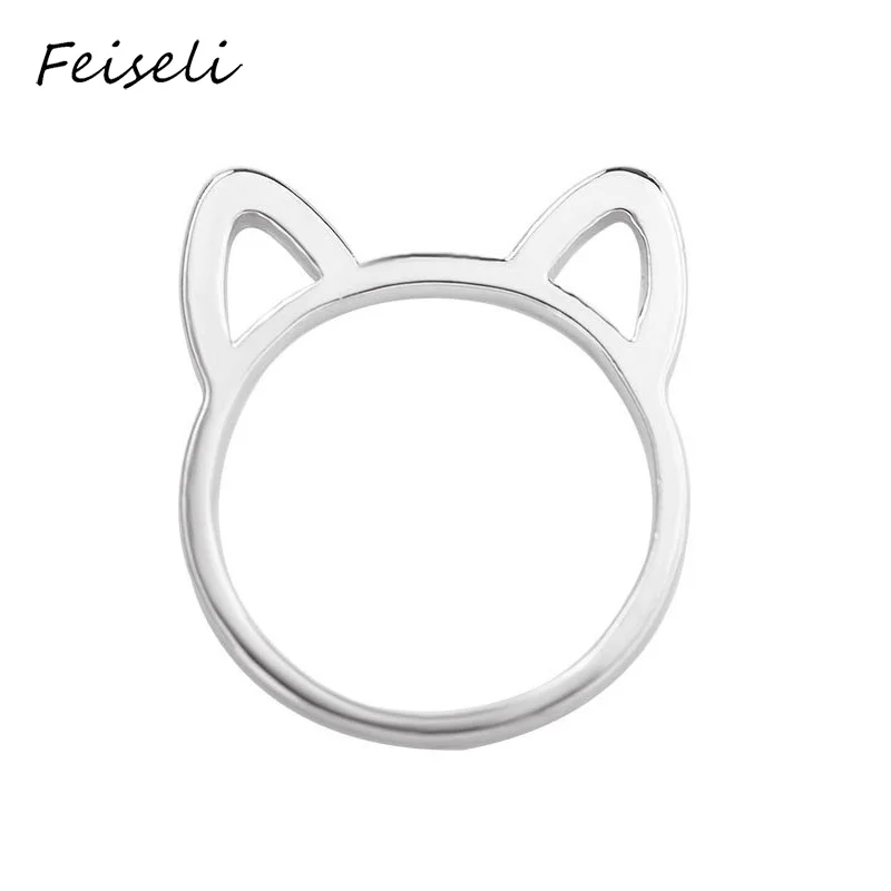 Feiseli новинка полое кольцо с милыми кошачьими ушками для женщин и девочек горячая