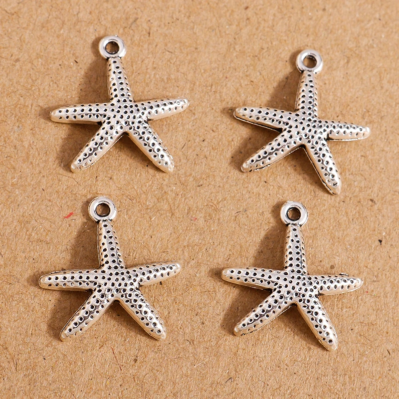 

20pcs 20*20mm Tibetan Silver Color Alloy Starfish Charms for Jewelry Making Cute Drop Earrings Pendants Necklaces DIY Craft Gift