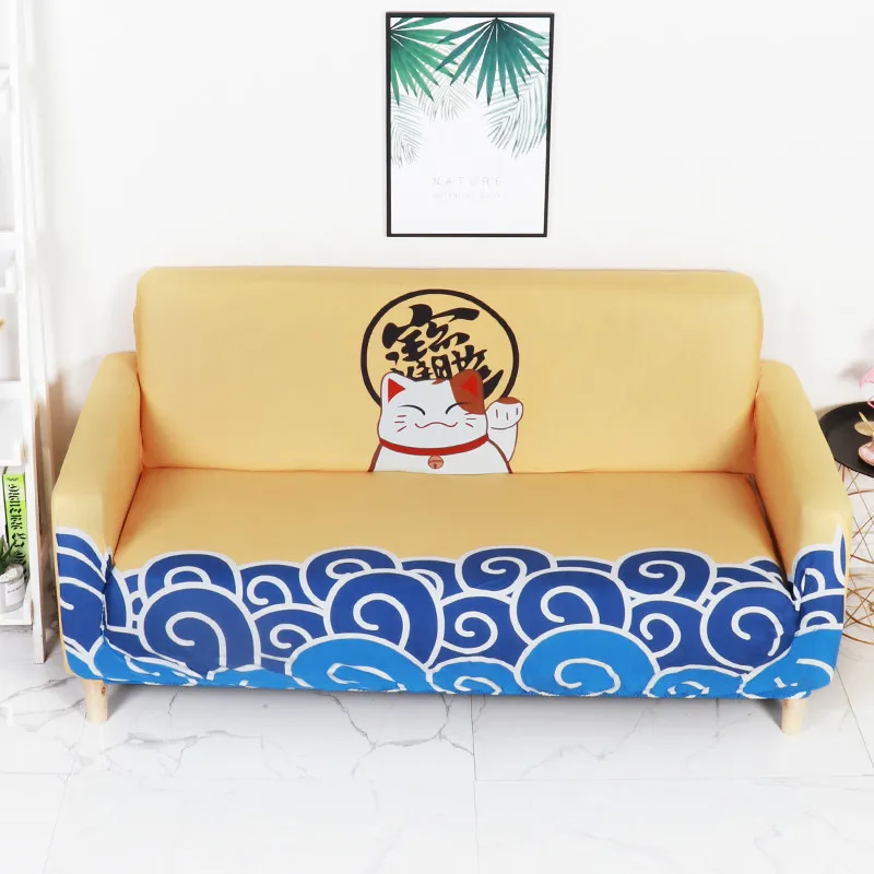 Чехол для дивана в японском стиле с изображением кошки удачи плотное покрытие