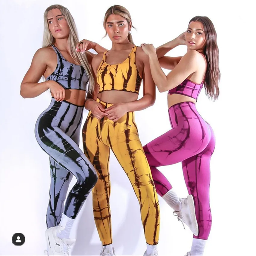 Комплект Спортивный женский для фитнеса и йоги эластичные леггинсы с высокой