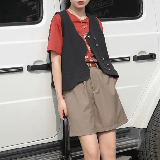 

Waistcoat female 2021 black suit waistcoat with irregular waistcoat
