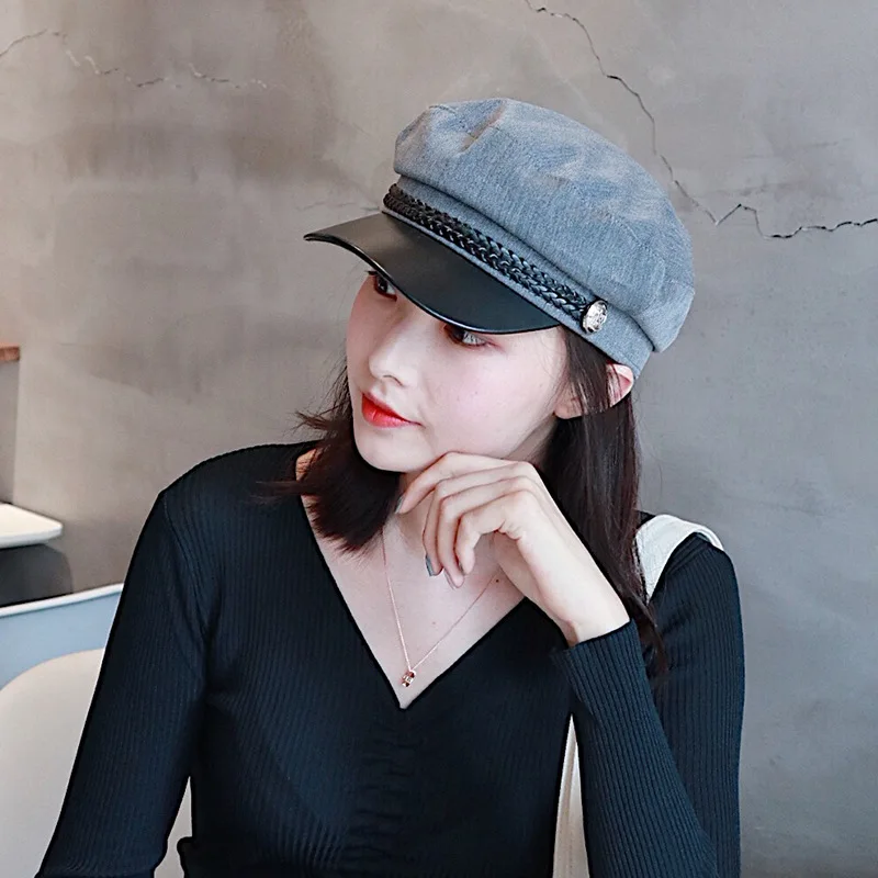 2019 Мужская и Женская Осенняя зимняя из искусственной кожи хлопковая военная шапка женская Девичья уличная