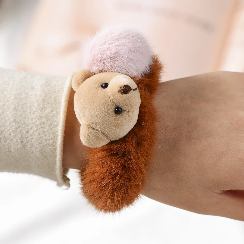 Помпон меховые резинки для волос конский хвост держатель женщин девушек ручная