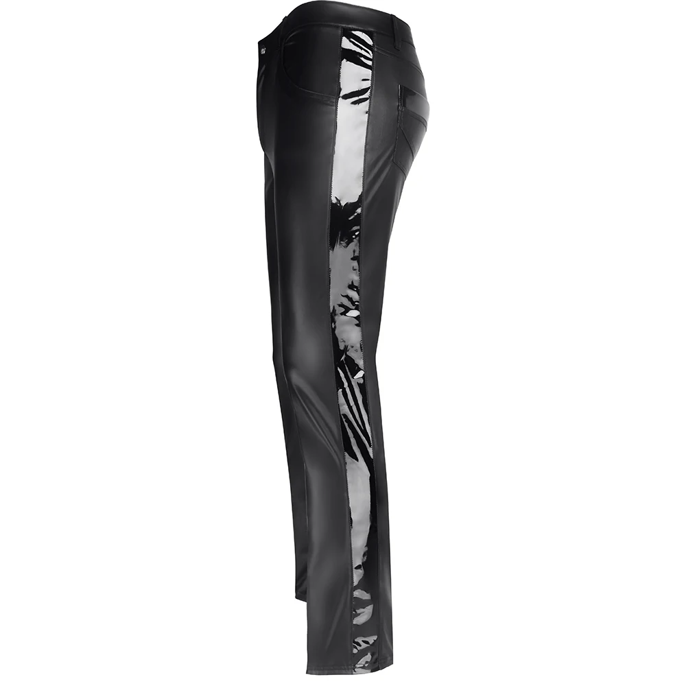 Брюки мужские кожаные облегающие эластичные модные штаны из искусственной кожи