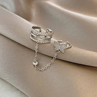 origin summer unique design multi layer butterfly ring for women bling bling rhinestone hollow open adjustable ring jewelry