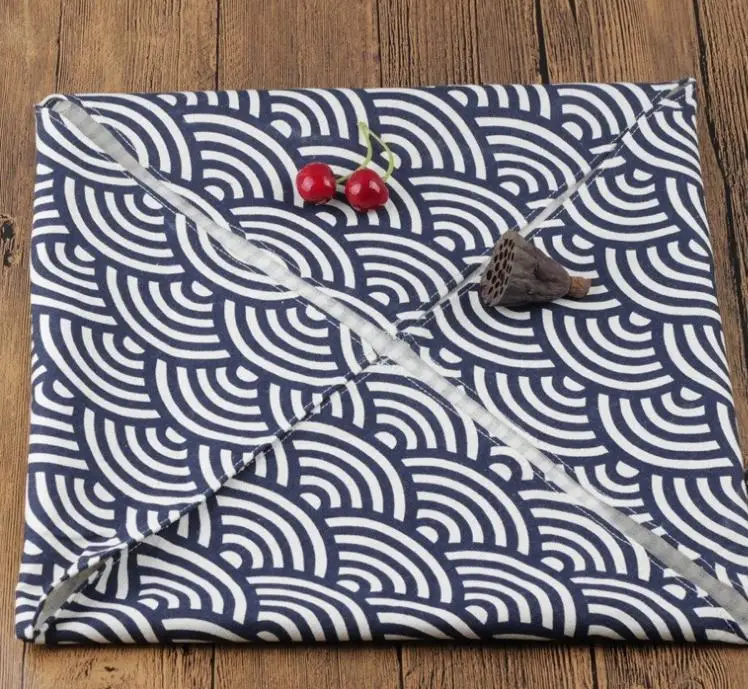 

Japanese Style Table Cloth Cotton 100% / Furoshiki Japan Classic Tradition Waves Clouds Grid Printed 100cm / Many Uses Wholesale