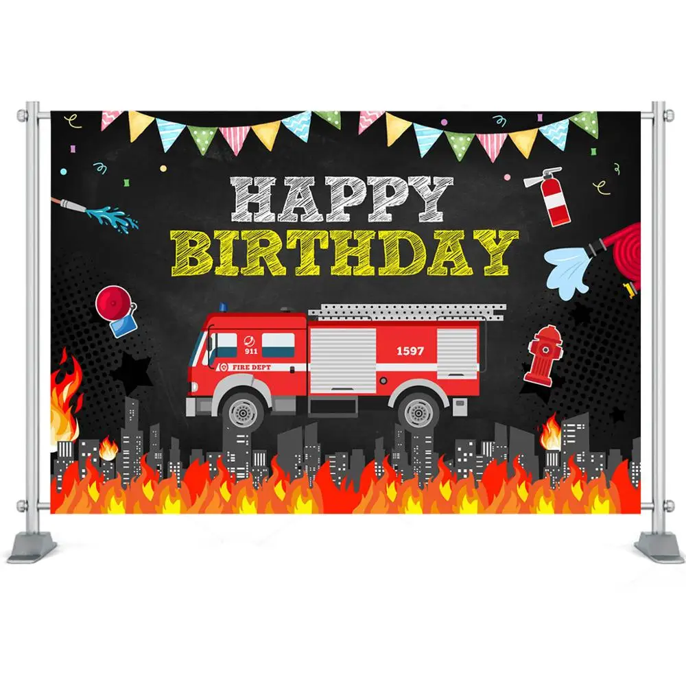 Фотофон пожарный День Рождения Вечеринка грузовик фотография фон день рождения