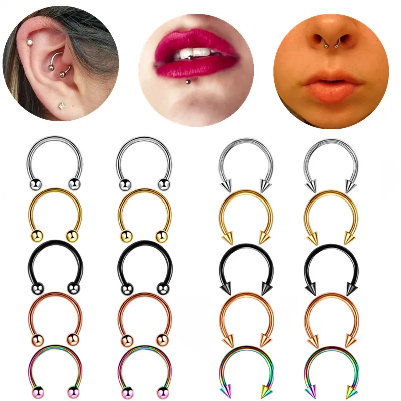 2 шт. хирургическое стальное украшение для пирсинга в форме подковы кольцо 16