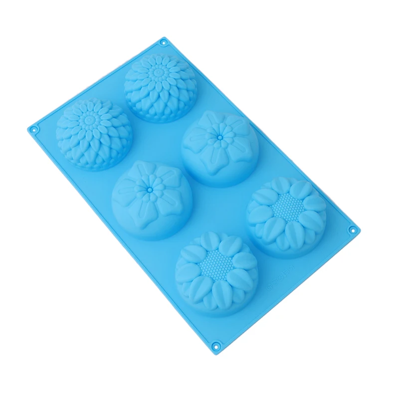 

6Lattice Silicone Mold 3D Sunflower Flower Form Jelly Donuts Pudding Molds DIY Soap Fondant Baking Fondation Decoration Tools
