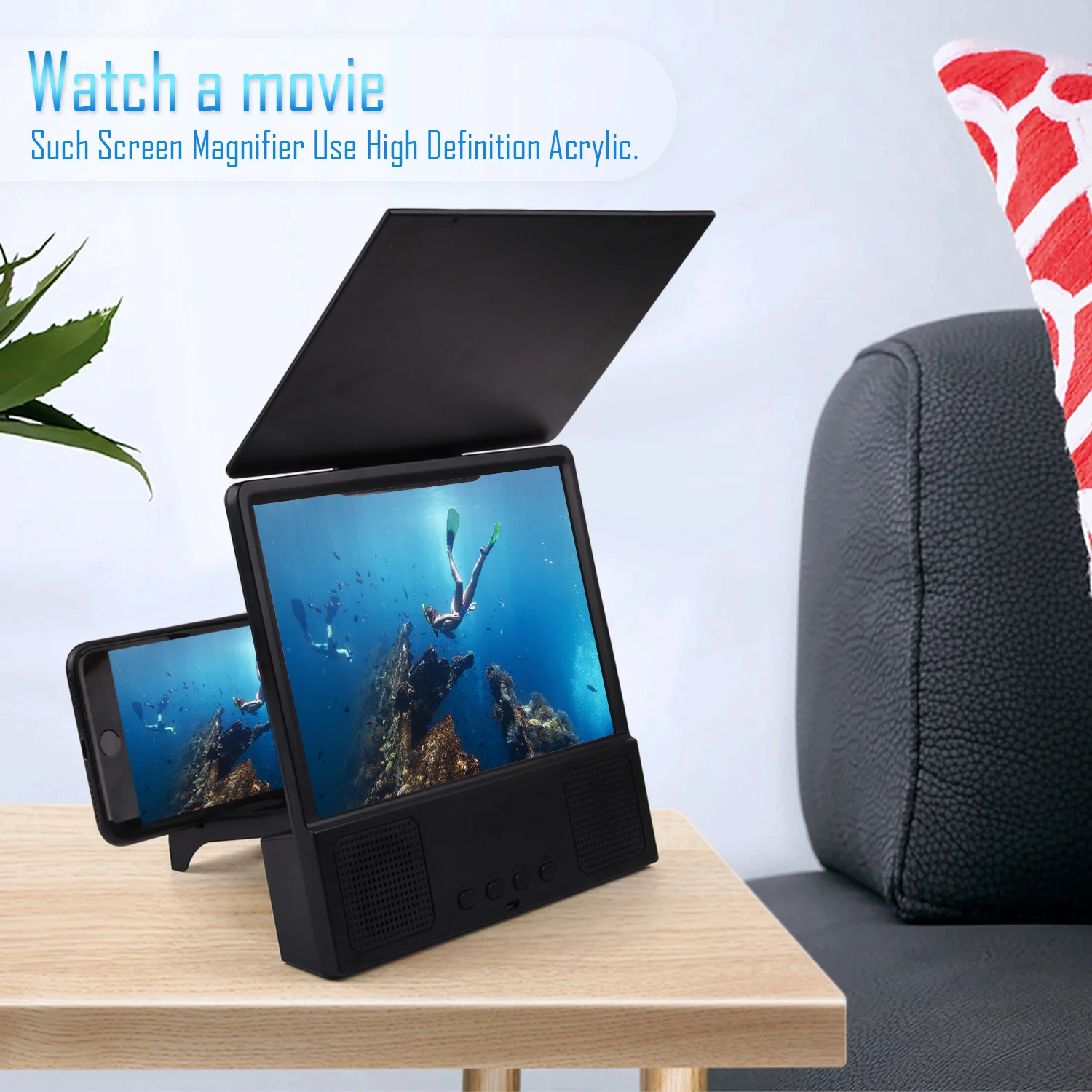 12 дюймовый 3D HD усилитель для экрана телефона Besegad проектор видео и фильмов с Bluetooth