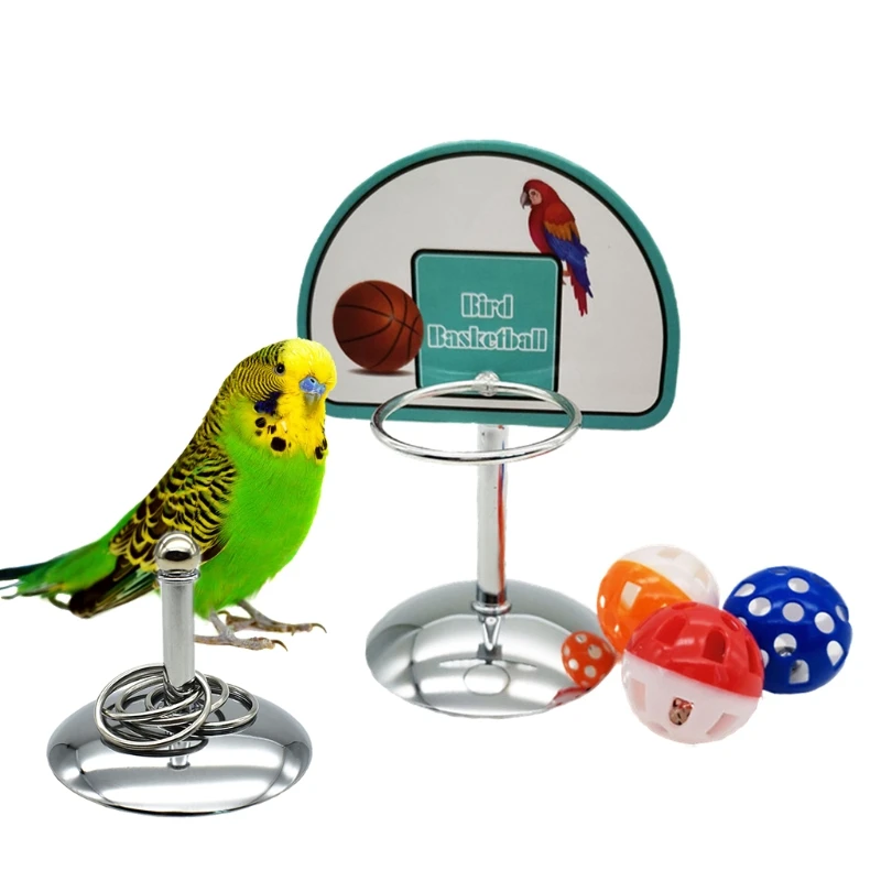 Pet Bird Parrot Toy Basketball Hoop Props Parakeet Bells Balls Puzzle Game Chew Play Toys Bird Supplies