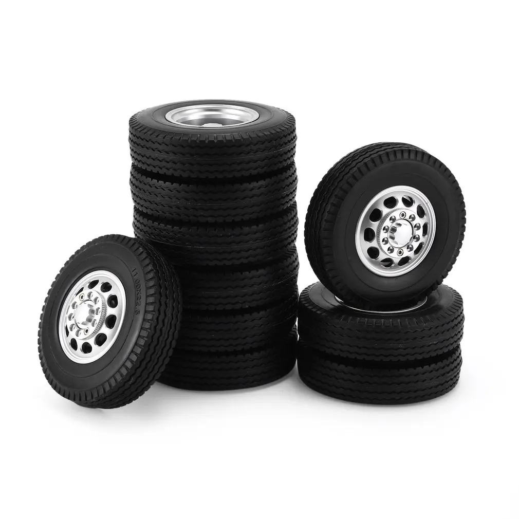 

Metal Alloy Hub Wheel Tires Front Rear Tires With Rubber Tire Skin For 1/14 Tamiya RC Trailer Tractor Truck Car Parts
