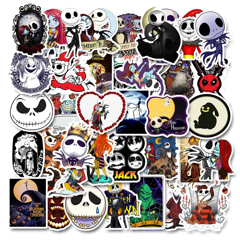 

50PCS Non-repetitive Halloween Theme Christmas Fright Night Stickers Personality Holiday Decoration Graffiti Waterproof Stickers