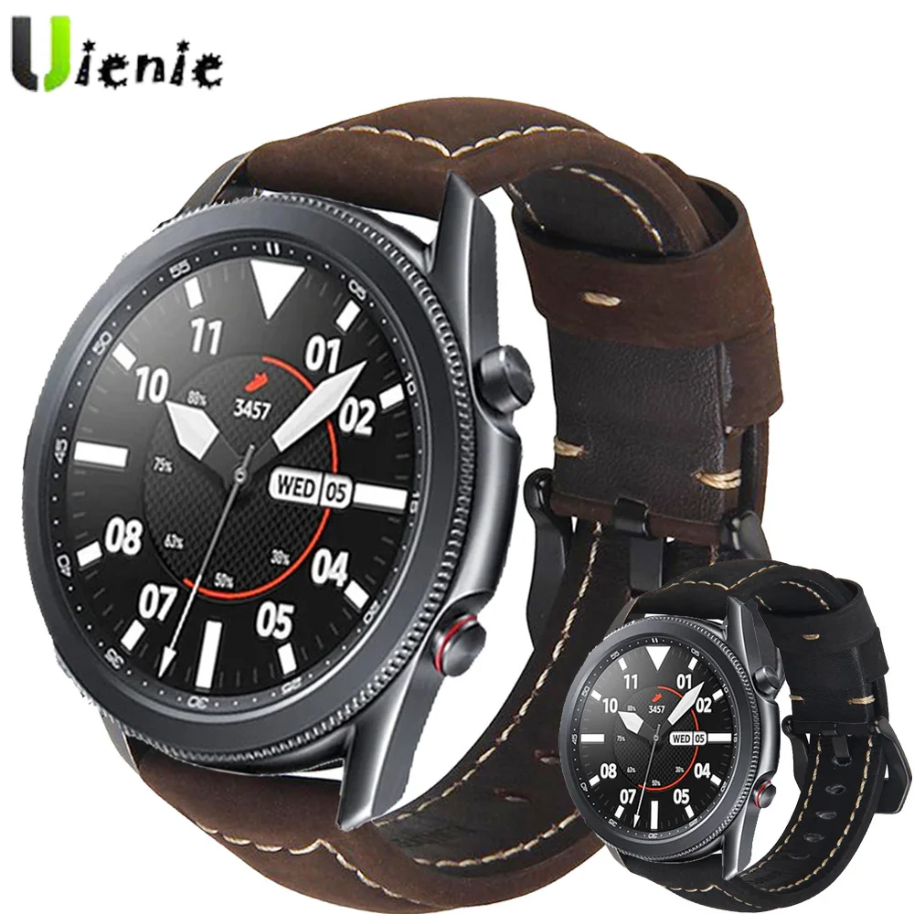 

Retro Genuine Leather Watchbands For Samsung galaxy watch 3 41mm 45mm Strap Women Men Cowhide Watch Band Watch Accessories