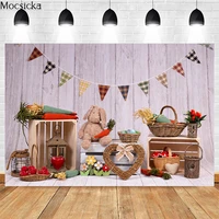 mocsicka happy easter photography background bunny carrot wooden box decoration props birthday party photo backdrop banner