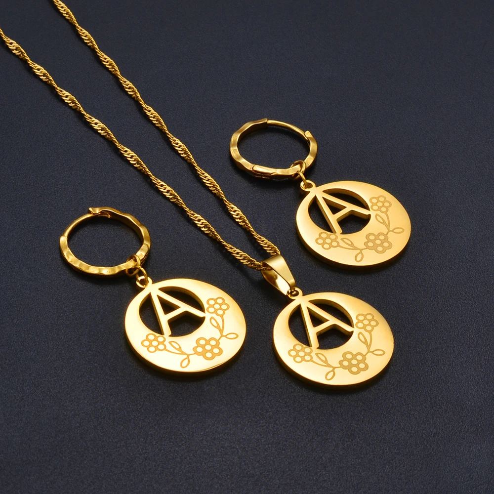 Ожерелья с африканскими буквами Anniyo золотого цвета Гуам Маршалл инициал Алфавит