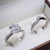 2 pcsset ladies ring fashion round inlaid white zircon female ring set simple girl wedding jewelry factory direct sales