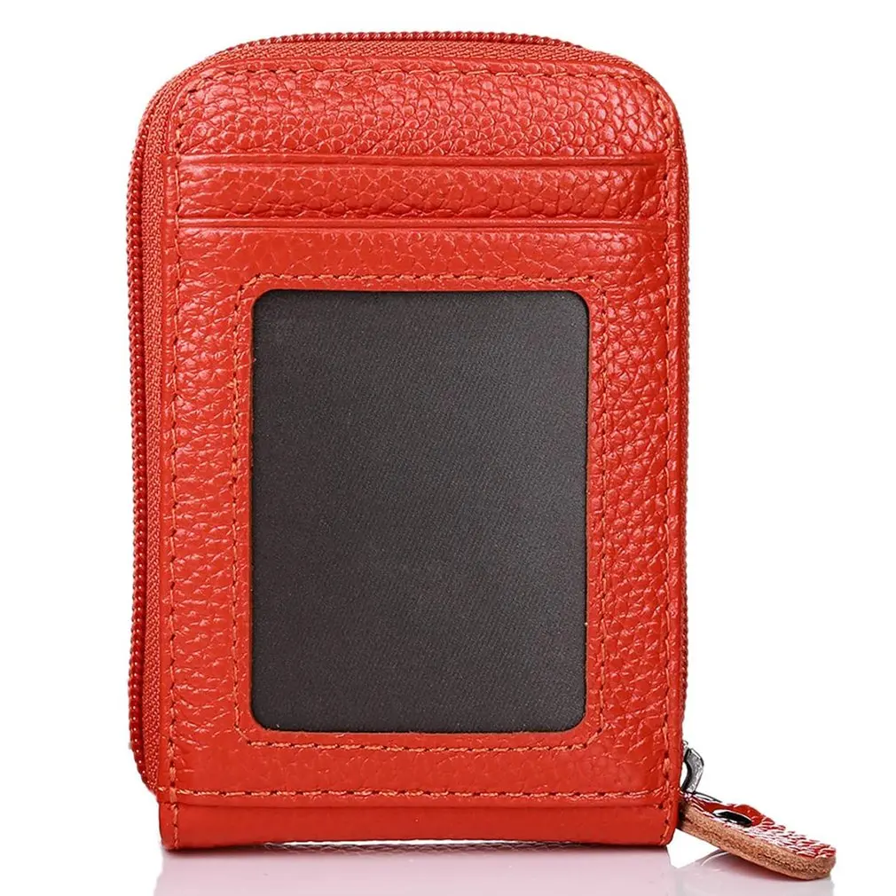 

Short Zipper Transparent Window Organ Wallet Leather Credit Card Clip For Men And Women Business Card Holder