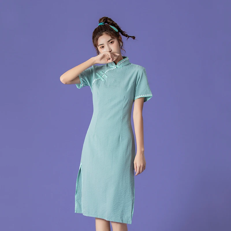 

Girl will spot cheongsam of wind restoring ancient ways in new modified young summer dress