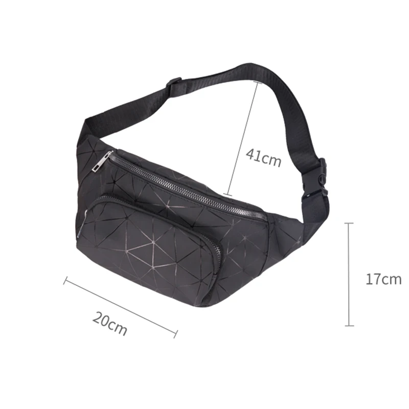 

MABULA Reflective Laser Unisex Chest Bags with Irregular Shape Sling Bag for Outdoor Sport Travel Belt Pouch