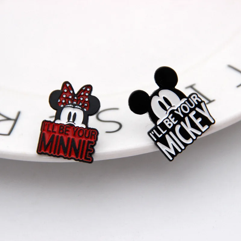 

Disney Mickey Minnie Mouse Brooches Cartoon Cute Metal Stoving Varnish Enamel Pins Badge Jewelry