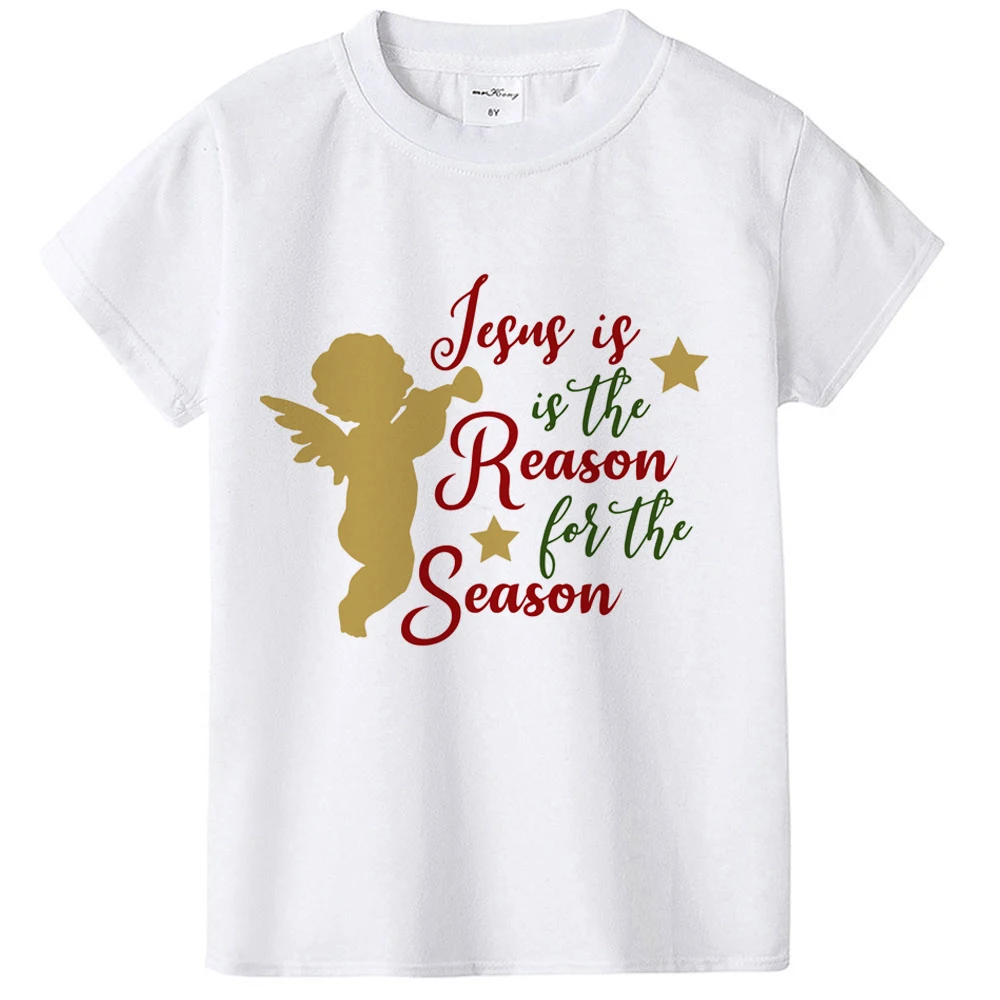 Повседневные футболки для девочек и мальчиков с принтом «Jesus Is The Reason for The Day» детская Рождественская футболка со снеговиком забавная одежда для малышей Модная одежда