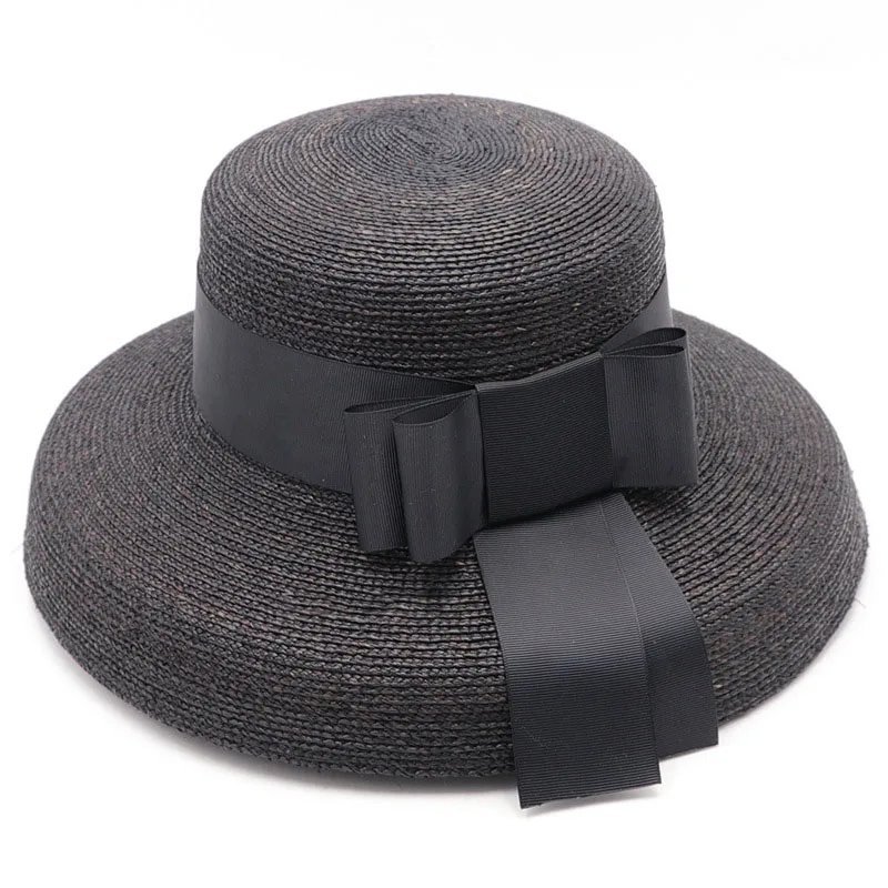 Соломенная шляпа с широкими полями женская пляжная от солнца бежевая черная